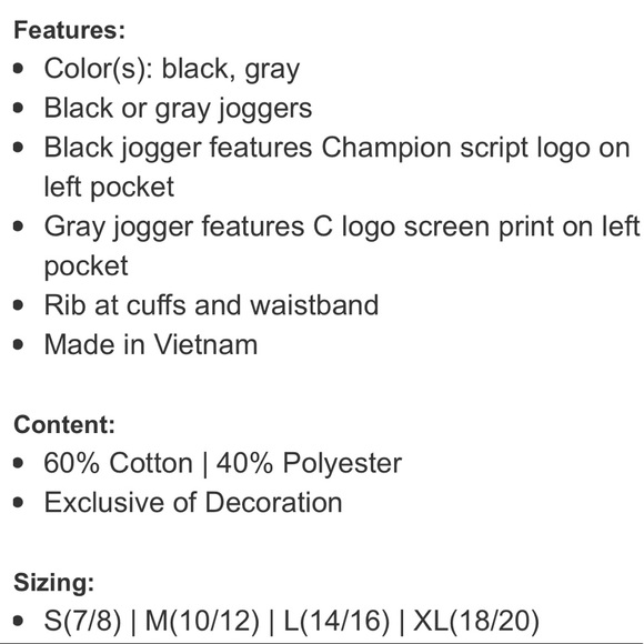 Champion Youth Jogger, Gray, size: S (7/8) - Picture 5 of 6